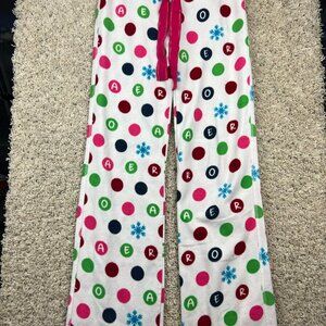 Aeropostale Womens XS Christmas Sleep Pajama Lounge Pants Ornaments Snowflake